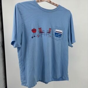 Chubbies Mens XXL Blue BBQ Graphic Pocket T-Shirt Cotton Short Sleeve BBQ Grill